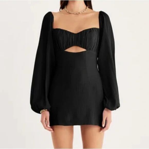 NWT Rumer The Camille Mini Dress Low Back Gathered Chest Front Cutout M Black - Picture 11 of 15